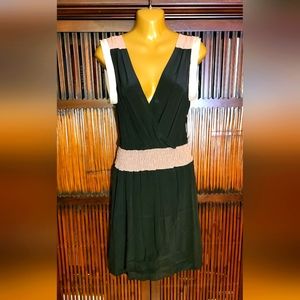 NWT Aqua 100% silk color block dress sz L